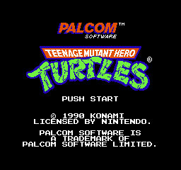 Teenage Mutant Hero Turtles title screen for NES